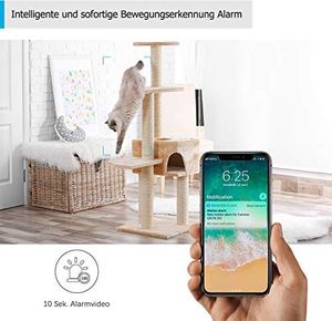 Kamera IP Wansview Kamera IP Wansview WiFi, Kamera WiFi 1080P, kamera dla zwierząt domowych, monitor z wykrywaniem ruchu, dwukierunkowe audio, obsługuje zdalny alarm i sterowanie aplikacją mobilną Q5 Czarny 6