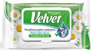 Velvet Papier toaletowy celulozowy VELVET Rum Aloe, nawilżany, 42 listki, biały 1
