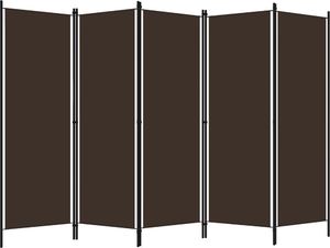 vidaXL Parawan 5-panelowy, brązowy, 250 x 180 cm 2