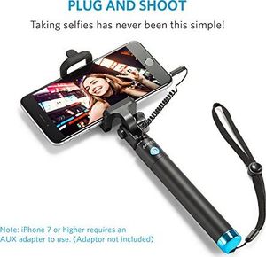 Selfie stick Anker Anker Selfie Stick Regulowany selfie stick, bez baterii, z kablem, do iPhonea SE / 6s / 6/6 Plus, Samsung Galaxy S7 / S6 / Edge, Nexus 6P (niekompatybilny z iPhone 7/7 Plus / 8/8 Plus / X) 4
