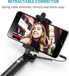 Selfie stick Anker Anker Selfie Stick Regulowany selfie stick, bez baterii, z kablem, do iPhonea SE / 6s / 6/6 Plus, Samsung Galaxy S7 / S6 / Edge, Nexus 6P (niekompatybilny z iPhone 7/7 Plus / 8/8 Plus / X) 5