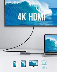 HUB USB Anker Anker USB C Hub, adapter 7 w 1 PowerExpand + z 4K HDMI, zasilanie 60 W, 1 GBPS Ethernet, 2 porty USB 3.0 i czytnik kart pamięci SD / mircoSD, do MacBook Pro 2016/2017/2018, Chromebook, XPS 3