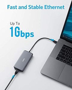 HUB USB Anker Anker USB C Hub, adapter 7 w 1 PowerExpand + z 4K HDMI, zasilanie 60 W, 1 GBPS Ethernet, 2 porty USB 3.0 i czytnik kart pamięci SD / mircoSD, do MacBook Pro 2016/2017/2018, Chromebook, XPS 4