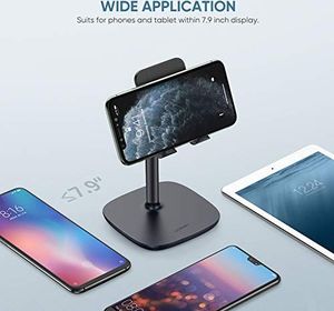 Podstawka Ugreen UGREEN stojak na telefon stacjonarny uchwyt na telefon regulowany uchwyt na telefon stojak na smartfona kompatybilny z iPhone 11 Pro X 8 Plus, Samsung M30s M20 S10, Huawei P30 Pro P20 Pro, iPad Mini 2 3 4 Czarny 4