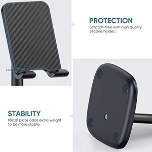 Podstawka Ugreen UGREEN stojak na telefon stacjonarny uchwyt na telefon regulowany uchwyt na telefon stojak na smartfona kompatybilny z iPhone 11 Pro X 8 Plus, Samsung M30s M20 S10, Huawei P30 Pro P20 Pro, iPad Mini 2 3 4 Czarny 8