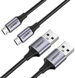 Kabel USB Ugreen Kabel UGREEN Micro USB Nylonowy kabel USB 2.0 Micro USB do transmisji danych Kabel USB do Micro USB obsługuje Samsung Galaxy A10s, A2 Core, A7, A6, J3, S7, S7 Edge, S6, S5, S5 Mini, A5 (0,5 m ) 1