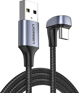 Kabel USB Ugreen Kabel UGREEN USB C Kabel do ładowania Wtyczka kątowa 180 stopni Kabel USB C kompatybilny z Samsung Galaxy S10 S10e S9 A50 A40 M20, Hauwei P30 lite P20 lite, Sony Xperia 10, XZ, LG G6 G5 Nylon (1M) (70313) - 3664 1
