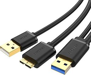 Kabel USB Ugreen Kabel UGREEN 3.0 Kabel Micro USB Y Kabel typu A męski na Micro B Kabel do transmisji danych do 5 Gbit / s z zasilaczem USB A obsługiwany dla Samsung Galaxy S5, Galaxy Note 3, Galaxy Note Pro 12.2 itd. 1 m 1