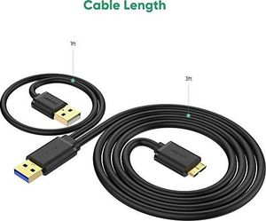 Kabel USB Ugreen Kabel UGREEN 3.0 Kabel Micro USB Y Kabel typu A męski na Micro B Kabel do transmisji danych do 5 Gbit / s z zasilaczem USB A obsługiwany dla Samsung Galaxy S5, Galaxy Note 3, Galaxy Note Pro 12.2 itd. 1 m 5