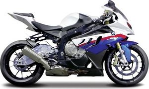 Bauer Maisto BMW S1000 RR: wierny model motocykla 1:12, z ruchomą podstawą, zawieszeniem i swobodnie toczącymi się kołami, 17 cm, biało-niebieski (531191) 4
