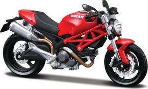Bauer Maisto Ducati Monster 696: wierny model motocykla 1:12, z ruchomą podstawą, zawieszeniem i swobodnie toczącymi się kołami, czerwony (531189) (2049759) - 34450 1