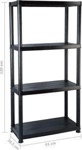 vidaXL Regał 4-poziomowy, czarny, 61 x 30,5 x 130 cm, plastik 7
