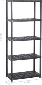vidaXL Regał 5-poziomowy czarny 71x38x170 cm plastik 5