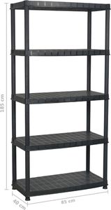 vidaXL Regał 5-poziomowy czarny 85x40x185 cm plastik 7