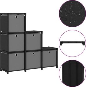 vidaXL Regał z 6 przegrodami, pudełka, czarny, 103x30x72,5 cm, tkanina 2
