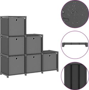 vidaXL Regał z 6 przegrodami, pudełka, szary, 103x30x72,5 cm, tkanina 2
