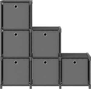 vidaXL Regał z 6 przegrodami, pudełka, szary, 103x30x72,5 cm, tkanina 4