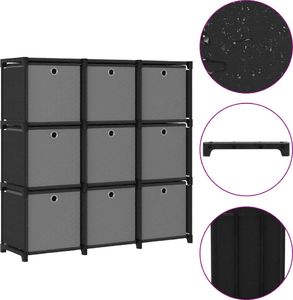vidaXL Regał z 9 przegrodami, pudełka, czarny 103x30x175,5 cm, tkanina 2