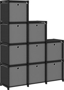 vidaXL Regał z 9 przegrodami, pudełka, czarny 103x30x175,5 cm, tkanina 3