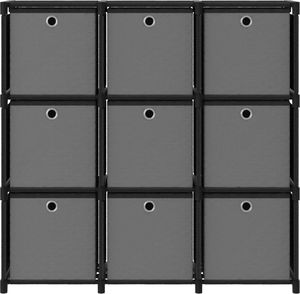 vidaXL Regał z 9 przegrodami, pudełka, czarny 103x30x175,5 cm, tkanina 4