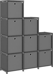 vidaXL Regał z 9 przegrodami, pudełka, szary, 103x30x175,5 cm, tkanina 3