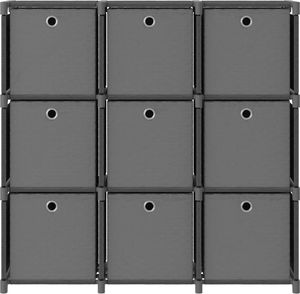 vidaXL Regał z 9 przegrodami, pudełka, szary, 103x30x175,5 cm, tkanina 4