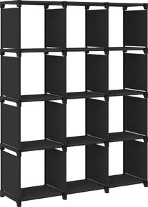 vidaXL Regał z 12 przegrodami, czarny, 103x30x141 cm, tkanina 1