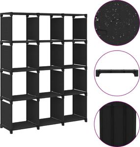 vidaXL Regał z 12 przegrodami, czarny, 103x30x141 cm, tkanina 2