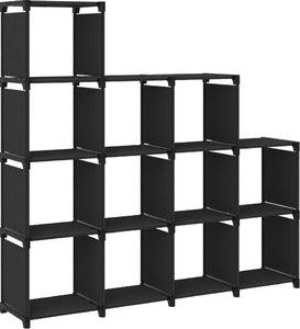 vidaXL Regał z 12 przegrodami, czarny, 103x30x141 cm, tkanina 3