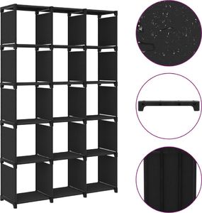 vidaXL Regał z 15 przegrodami, czarny, 103x30x175,5 cm, tkanina 2