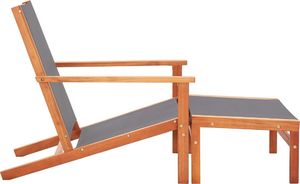 vidaXL Krzesło ogrodowe z podnóżkiem, szare, eukaliptus i textilene 3