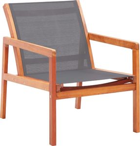 vidaXL Krzesło ogrodowe, szare, lite drewno eukaliptusowe i textilene 1