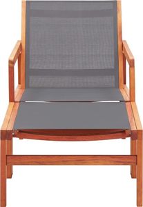 vidaXL Krzesło ogrodowe z podnóżkiem, szare, eukaliptus i textilene 2