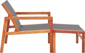 vidaXL Krzesło ogrodowe z podnóżkiem, szare, eukaliptus i textilene 3