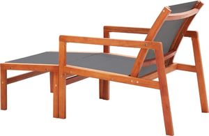 vidaXL Krzesło ogrodowe z podnóżkiem, szare, eukaliptus i textilene 4