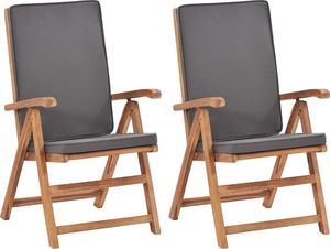 vidaXL Rozkładane krzesła ogrodowe z poduszkami, 2 szt., drewno tekowe (48982) 1