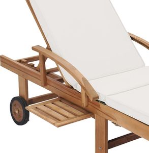vidaXL Leżaki z poduszkami, 2 szt., lite drewno tekowe, kremowe 8