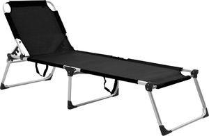 vidaXL Wysoki leżak dla seniora, składany, czarny, aluminiowy 1