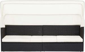 vidaXL Sofa ogrodowa z zadaszeniem, czarna, polirattanowa 2
