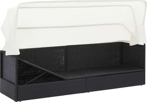 vidaXL Sofa ogrodowa z zadaszeniem, czarna, polirattanowa 3