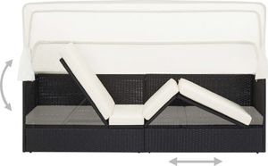 vidaXL Sofa ogrodowa z zadaszeniem, czarna, polirattanowa 5