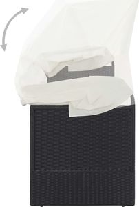vidaXL Sofa ogrodowa z zadaszeniem, czarna, polirattanowa 6