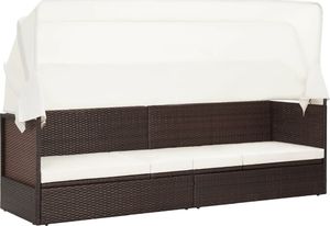 vidaXL Sofa ogrodowa z zadaszeniem, polirattanowa, brązowa 1