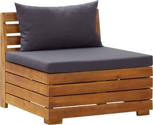 vidaXL Moduł sofy środkowej, 1 szt, z poduszkami, lite drewno akacjowe 1