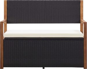 vidaXL Ławka ze schowkiem, 110 cm, rattan PE i drewno akacjowe, czarna 2