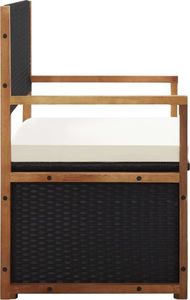 vidaXL Ławka ze schowkiem, 110 cm, rattan PE i drewno akacjowe, czarna 3