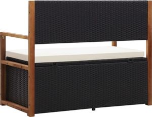 vidaXL Ławka ze schowkiem, 110 cm, rattan PE i drewno akacjowe, czarna 4