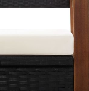 vidaXL Ławka ze schowkiem, 110 cm, rattan PE i drewno akacjowe, czarna 6