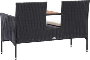 vidaXL Dwuosobowa ławka ogrodowa ze stolikiem 143 cm rattan PE, czarna 4