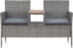 vidaXL 2-osobowa ławka ogrodowa ze stolikiem, 143 cm, rattan PE, szara 2
